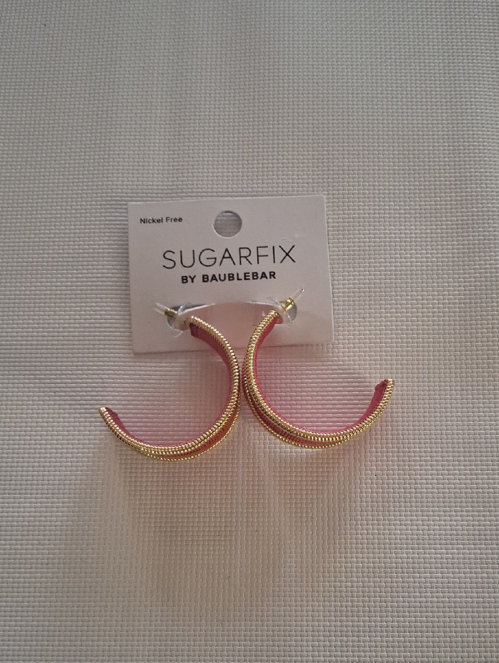 Sugarfix by BaubleBar Pink and Gold Crescent Hoop Earrings